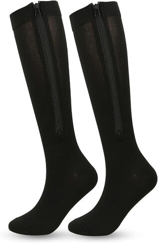 INOGIH Medical15-20mmHg Zipper Compression Socks for Women and Men - Varicose-Recovery Knee-High Compression-Stockings in Saudi Arabia