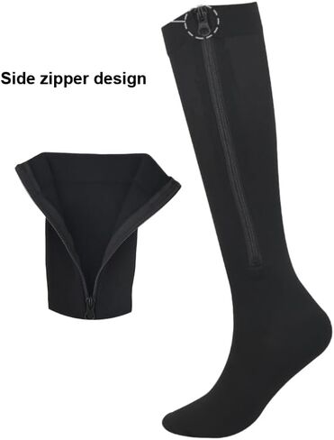 INOGIH Medical15-20mmHg Zipper Compression Socks for Women and Men - Varicose-Recovery Knee-High Compression-Stockings in Saudi Arabia