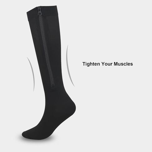 INOGIH Medical15-20mmHg Zipper Compression Socks for Women and Men - Varicose-Recovery Knee-High Compression-Stockings in Saudi Arabia