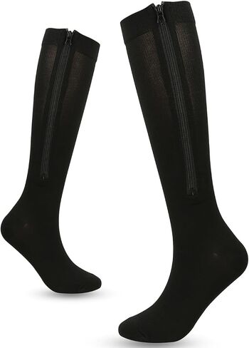 INOGIH Medical15-20mmHg Zipper Compression Socks for Women and Men - Varicose-Recovery Knee-High Compression-Stockings in Saudi Arabia