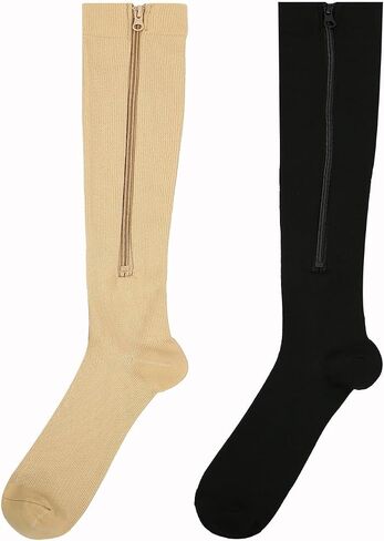 INOGIH Medical15-20mmHg Zipper Compression Socks for Women and Men - Varicose-Recovery Knee-High Compression-Stockings in Saudi Arabia