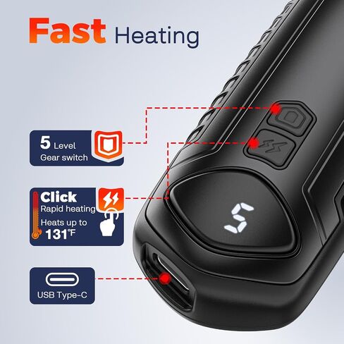 Hand Warmers Rechargeable 2 Pack, Electric Hand Warmer, 2-Second to 131°F with 5 Heat Levels, USB-C Portable Pocket Heater Handwarmers, UL Certified for Camping, Hunting, Gifts for Women Men in Saudi Arabia