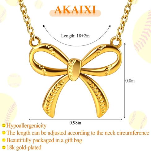 18k Gold Plated Softball Bow Necklace for Women, Dainty Softball Game Day Pendant necklace, Trendy Sport Jewelry Accessories Birthday Christmas Gift for Softball Team Fan Player Coach Friend Mom (Gold) in Saudi Arabia