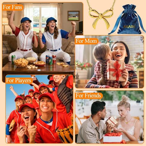 18k Gold Plated Softball Bow Necklace for Women, Dainty Softball Game Day Pendant necklace, Trendy Sport Jewelry Accessories Birthday Christmas Gift for Softball Team Fan Player Coach Friend Mom (Gold) in Saudi Arabia