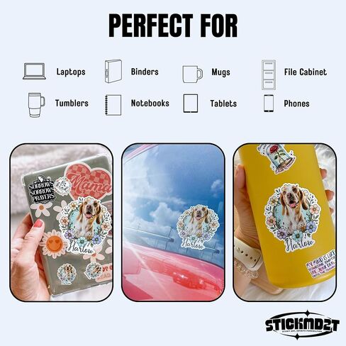 Custom Pet Portraits Sticker Personalized Dog Cat Stickers Using Pet Photo Waterproof Vinyl Sticker for Laptop, Water Bottles, Phone, Kindle Decor Stickers for Cars Dog Decals for Cars in Saudi Arabia