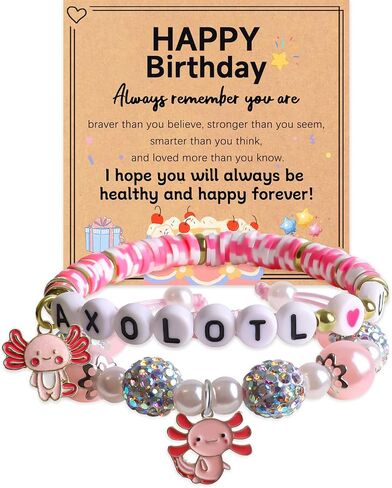 Cute Axolotl Bracelet Stuff Set Adjustable Clay Axolotl Jewelry Birthday Christmas Gifts for Gir Granddaughter Niece Daughter in Kuwait