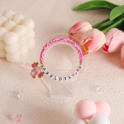 Cute Axolotl Bracelet Stuff Set Adjustable Clay Axolotl Jewelry Birthday Christmas Gifts for Gir Granddaughter Niece Daughter in Kuwait