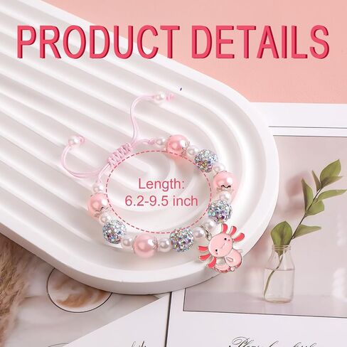 Cute Axolotl Bracelet Stuff Set Adjustable Clay Axolotl Jewelry Birthday Christmas Gifts for Gir Granddaughter Niece Daughter in Kuwait