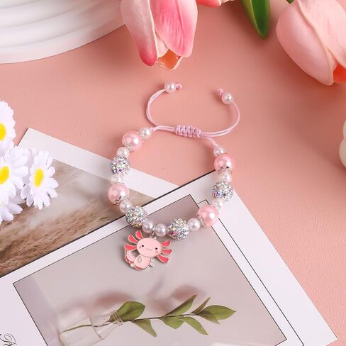 Cute Axolotl Bracelet Stuff Set Adjustable Clay Axolotl Jewelry Birthday Christmas Gifts for Gir Granddaughter Niece Daughter in Kuwait