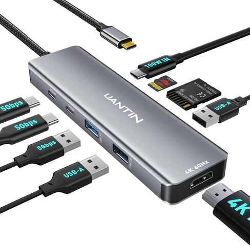 9-in-1 USB C HUB ، محول Multiport 4K60Hz HDMI مع 2 USB-C 5GBPS ، شحن 100W PD ، 3 منافذ USB-A ، قارئ بطاقة SD/TF ، USBC DONGLE DONGL in Saudi Arabia