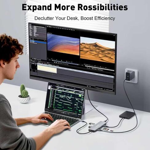 9-in-1 USB C HUB ، محول Multiport 4K60Hz HDMI مع 2 USB-C 5GBPS ، شحن 100W PD ، 3 منافذ USB-A ، قارئ بطاقة SD/TF ، USBC DONGLE DONGL in Saudi Arabia