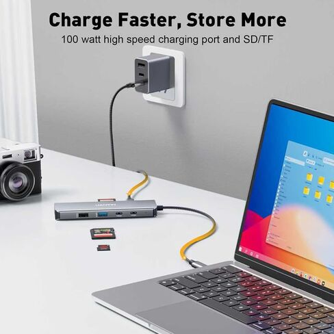 9-in-1 USB C HUB ، محول Multiport 4K60Hz HDMI مع 2 USB-C 5GBPS ، شحن 100W PD ، 3 منافذ USB-A ، قارئ بطاقة SD/TF ، USBC DONGLE DONGL in Saudi Arabia