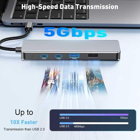 9-in-1 USB C HUB ، محول Multiport 4K60Hz HDMI مع 2 USB-C 5GBPS ، شحن 100W PD ، 3 منافذ USB-A ، قارئ بطاقة SD/TF ، USBC DONGLE DONGL in Saudi Arabia