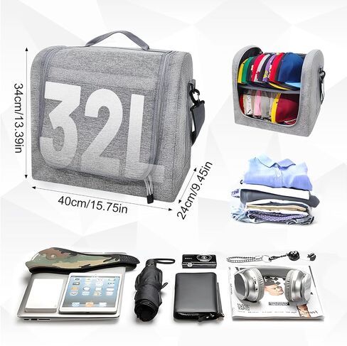 Large Hat Bag for Baseball Caps, Stackable Hat Organizer Bag, Hat Travel Case, Cap Storage Bag, Portable Hat Carrier for 24 Ball Caps, Black in Saudi Arabia