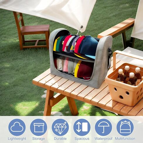 Large Hat Bag for Baseball Caps, Stackable Hat Organizer Bag, Hat Travel Case, Cap Storage Bag, Portable Hat Carrier for 24 Ball Caps, Black in Saudi Arabia