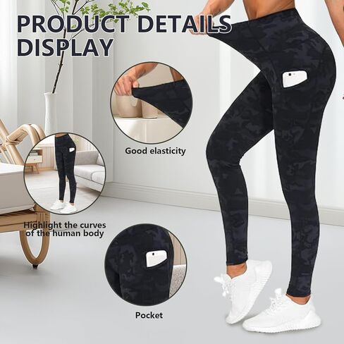 Women’s High Waisted Yoga Pants with Side Pockets for Gym Fitness Running and Everyday Wear in Saudi Arabia