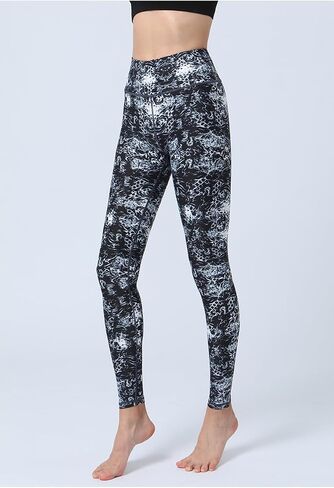 High Waist Yoga Pants for Women Tummy Control Tropical Print Workout Leggings for Fitness and Exercise in Saudi Arabia