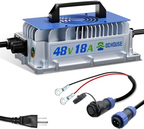 DC House 36V 25A شاحن بطارية الليثيوم ، شاحن سريع 900 واط ، شحن كفاءة ≥ 93 ٪ ، IP65 مضاد للسقوط مع مروحة التبريد ، مناسبة لعربة الجولف 36V ، محرك التصيد ، بطارية شوكية LifePo4 in Saudi Arabia
