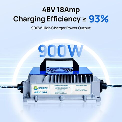 DC House 36V 25A شاحن بطارية الليثيوم ، شاحن سريع 900 واط ، شحن كفاءة ≥ 93 ٪ ، IP65 مضاد للسقوط مع مروحة التبريد ، مناسبة لعربة الجولف 36V ، محرك التصيد ، بطارية شوكية LifePo4 in Saudi Arabia