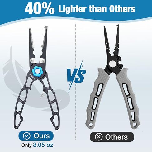 FLISSA 7-1/2 Inch Fishing Pliers, Safety Lock Design Fish Pliers Saltwater with TPR Handle, Stainless Steel hook remover with Braid Cutters, Sheath and Lanyard, Fishing Tool Gifts for Men in Saudi Arabia