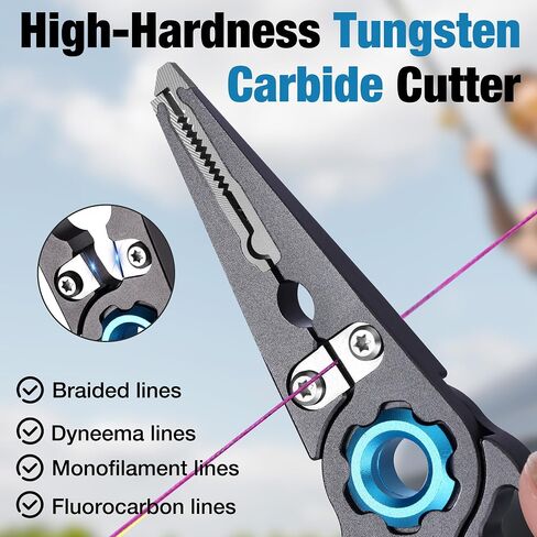FLISSA 7-1/2 Inch Fishing Pliers, Safety Lock Design Fish Pliers Saltwater with TPR Handle, Stainless Steel hook remover with Braid Cutters, Sheath and Lanyard, Fishing Tool Gifts for Men in Saudi Arabia