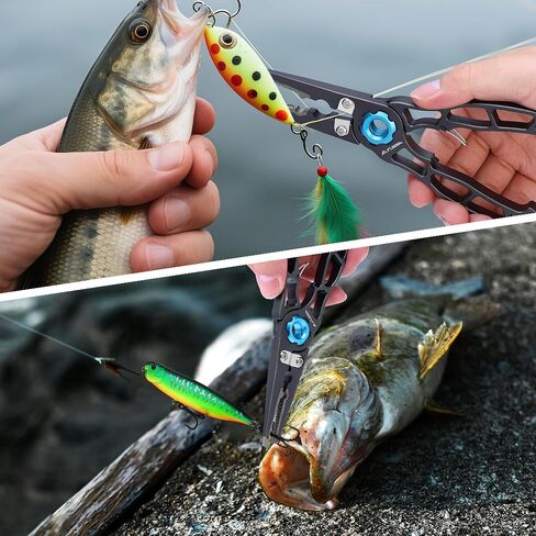 FLISSA 7-1/2 Inch Fishing Pliers, Safety Lock Design Fish Pliers Saltwater with TPR Handle, Stainless Steel hook remover with Braid Cutters, Sheath and Lanyard, Fishing Tool Gifts for Men in Saudi Arabia