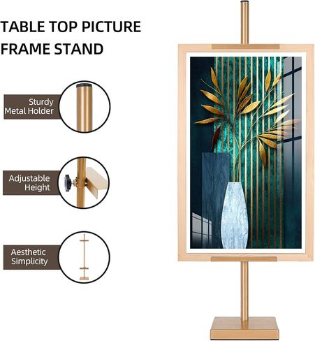 Adjustable Tabletop Easel Stand for Picture Frames up to 30" H - Metal Frame Holder Stand for Sign, Artwork, Canvas Display - Compact Black Small Easel Stands for Home Office Galleries in Kuwait