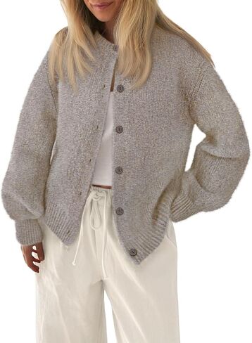 LILLUSORY Womens Crew Neck Button Down Cozy Cardigan Sweater Fall Outfits 2025 in Saudi Arabia