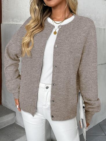 LILLUSORY Womens Crew Neck Button Down Cozy Cardigan Sweater Fall Outfits 2025 in Saudi Arabia