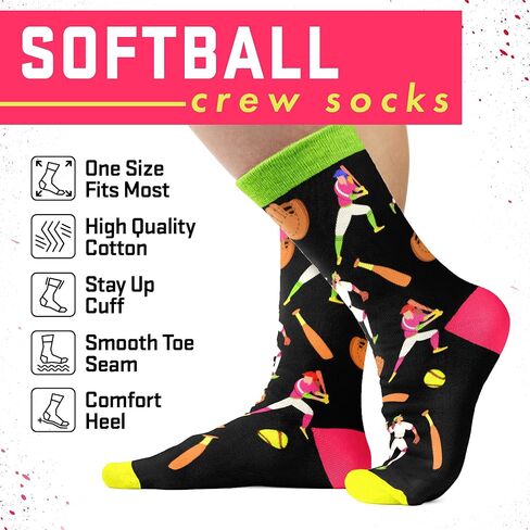 Softball Accessories for Girls - Pink Softball Socks, Ideal Christmas Gifts for Kids and Teen Girl Gifts, Great Stocking Stuffers for Girls, Perfect Softball Gift for Moms and Fans in Kuwait