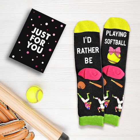 Softball Accessories for Girls - Pink Softball Socks, Ideal Christmas Gifts for Kids and Teen Girl Gifts, Great Stocking Stuffers for Girls, Perfect Softball Gift for Moms and Fans in Kuwait