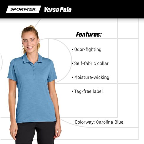 SPORT-TEK Women's Versa Polo | Ladies Short Sleeve Collared Shirt, Relaxed Fit Top for Work, Tennis & Golf in Saudi Arabia