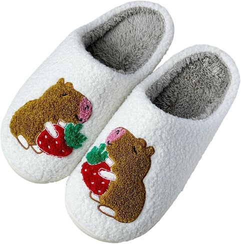 Fuzzy Animal Slippers for Womens & Mens Cute Funny Comfortable Slippers Soft Plush Winter Warm Home Slippers in Saudi Arabia