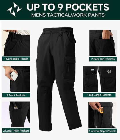NATUVENIX Tactical Pants for Men, Ripstop Lightweight Cargo Work Pants for Men Water Resistant Mens Hiking Pants Outdoor in Saudi Arabia