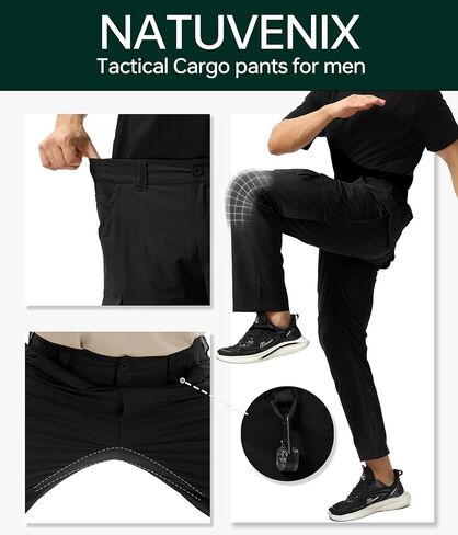 NATUVENIX Tactical Pants for Men, Ripstop Lightweight Cargo Work Pants for Men Water Resistant Mens Hiking Pants Outdoor in Saudi Arabia