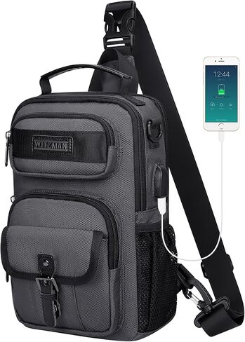 WITZMAN Sling Bag for Men Convertible Travel Sling Backpack USB Charging Port Lightweight Crossbody Bags Casual Daypack（B698 Army Green） in Saudi Arabia