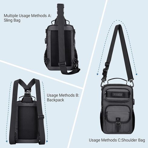 WITZMAN Sling Bag for Men Convertible Travel Sling Backpack USB Charging Port Lightweight Crossbody Bags Casual Daypack（B698 Army Green） in Saudi Arabia