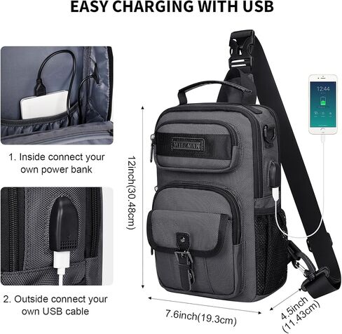 WITZMAN Sling Bag for Men Convertible Travel Sling Backpack USB Charging Port Lightweight Crossbody Bags Casual Daypack（B698 Army Green） in Saudi Arabia