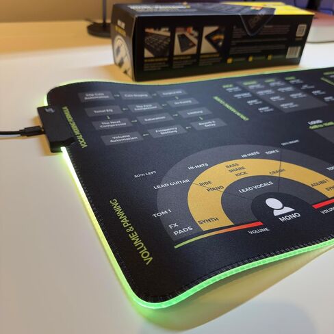 لوحة ماوس ورقية للمزج والإتقان - 35×25 سم (13.8×9.8") و80×30 سم (31.5×11.8") - سجادة مكتب استوديو لمنتجي الموسيقى ودي جي والمهندسين - نسخة LED متاحة in Kuwait