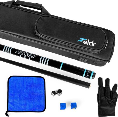 Obsidian Carbon Fiber Pool Cue Stick 57" Billiard Cue Sticks Professional Low Deflection Pool Sticks with 12.5mm Tip, Microfiber Cloth, Gloves, Pool Cue Case & Pool Cue Chalk for Adults in Saudi Arabia