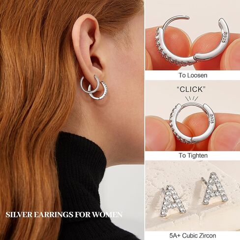 Ritach Gold Earrings for Women Girls - 3 Pairs Gold Huggie Hoop Earrings CZ Initial Stud Earrings for Women Teen Girl Gifts Hypoallergenic Cartilage Earring Set for Multiple Piercing in Kuwait