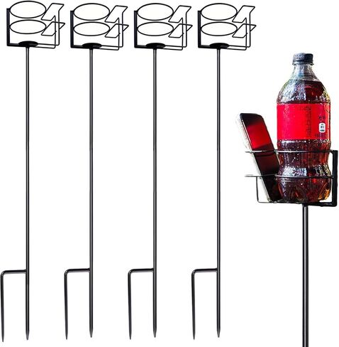 Outdoor Cup Holders Beach Metal Drink and Phone Holder,Portable Heavy Duty 4-Piece Beer & Beverage Stakes Set,Suitable for Oudoors Activitie,Camping & Picnics,Yard Party,Holds Cans,Bottles & Cups in Saudi Arabia
