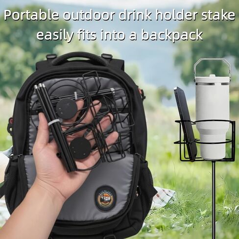 Outdoor Cup Holders Beach Metal Drink and Phone Holder,Portable Heavy Duty 4-Piece Beer & Beverage Stakes Set,Suitable for Oudoors Activitie,Camping & Picnics,Yard Party,Holds Cans,Bottles & Cups in Saudi Arabia