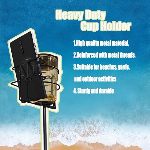 Outdoor Cup Holders Beach Metal Drink and Phone Holder,Portable Heavy Duty 4-Piece Beer & Beverage Stakes Set,Suitable for Oudoors Activitie,Camping & Picnics,Yard Party,Holds Cans,Bottles & Cups in Saudi Arabia