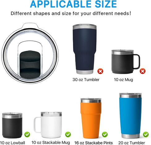 4 Pack 20 oz Replacement Lids Compatible with YETI 20 oz Tumbler, 10/24 oz Mug & 10 oz Lowball，Spill Proof Cup Lids with 4 Magnetic Slider Replacement, BPA Free, Travel Ready in Saudi Arabia