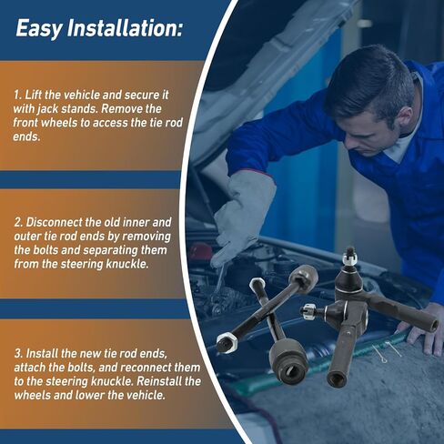 4PCS Front Inner & Outer Tie Rod End Kit for Kia Sedona 2006-2014, Hyundai Entourage 2007-2009 Replace# EV800299 ES800371 ES800372 in Saudi Arabia