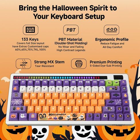Gray to Black Gradient PBT Keycaps - Cherry Profile Double Shot Shine Through Key caps Set for Mechanical Keyboard (135 Keys) - Smoky Gray to Black Transition, RGB Compatible。 in Saudi Arabia