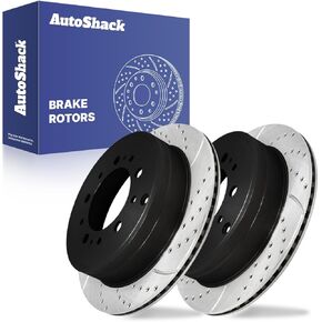 Autoshack Black Hat Black Hat Praded and Slotted Brake Brake Rotors Brake Brake Resultip For 2007-2021 Toyota Tundra 2008-2022 Sequoia 2013-2021 2013-2021 Land Cruiser 2013-2021 Lexus LX570 V8 PR41485LR in Kuwait