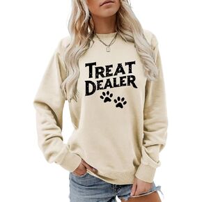 Treat Dealer Sweatshirt Women, Dog Mom Sweatshirt Cute Graphic Pullover Long Sleeve Shirts Dog Sweater for Women in Saudi Arabia