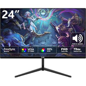 24 inch Gaming Computer Monitor FHD 1920x1080p 75Hz Refresh Rate 16:9 Aspect Ratio Ergonomic Tilt Sync Visual Experience for Work & Play Home Office Support Wall Mount Install（75 * 75mm） in Saudi Arabia